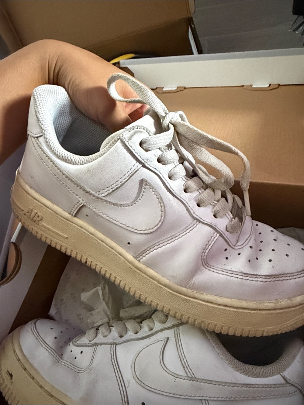 Nike White Leather Low-Top Sneakers with Cream Sole